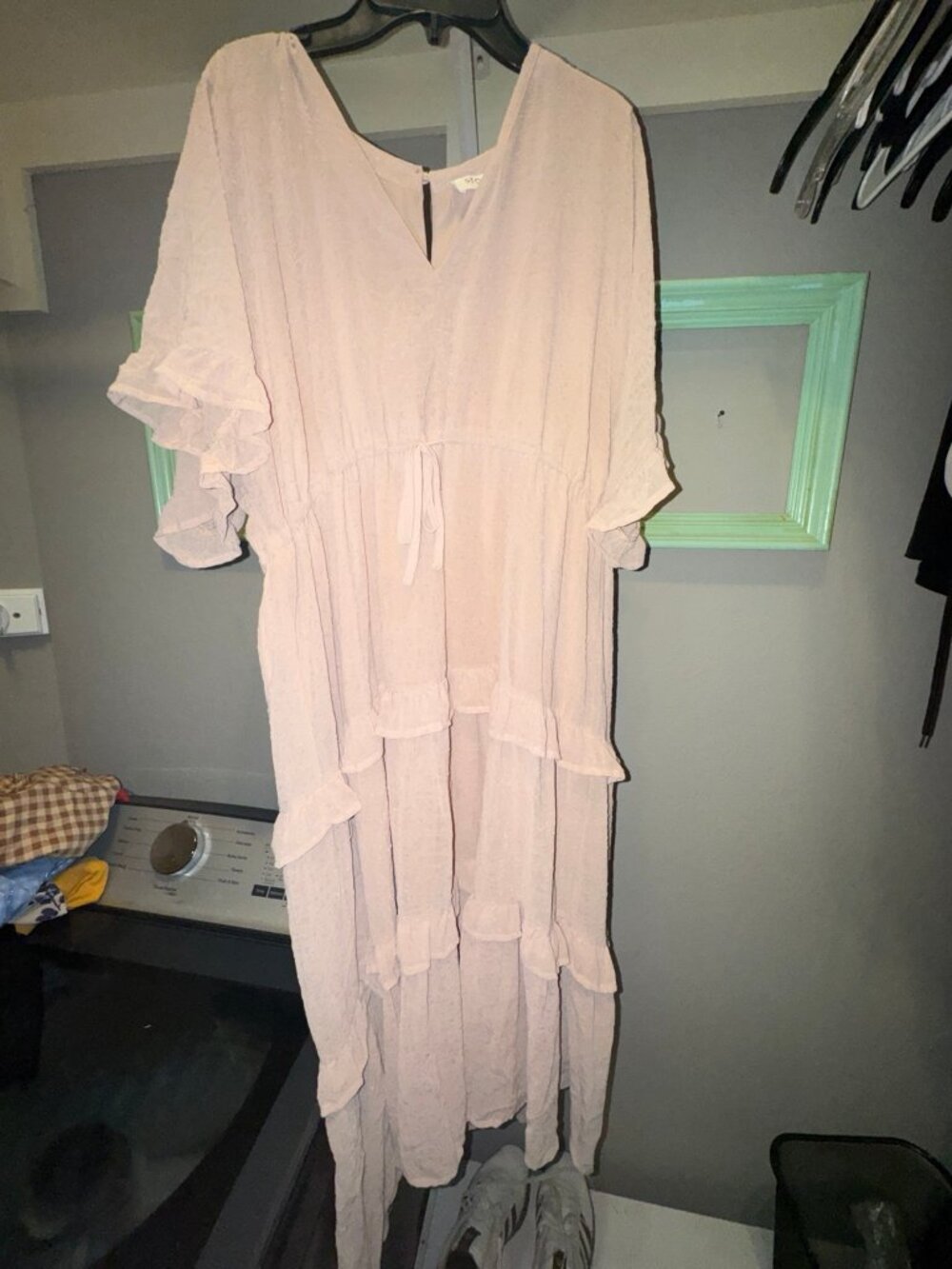 Storia Blush Ruffle Tie Waist Dress